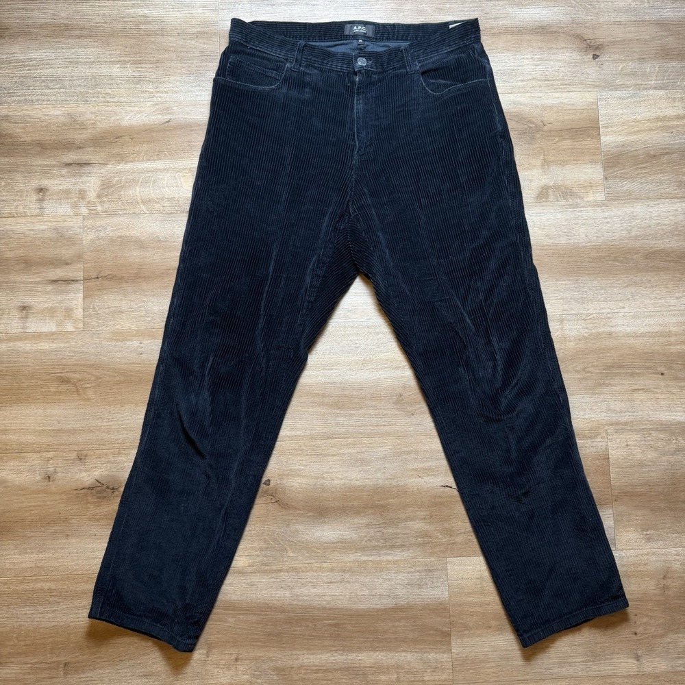 A.P.C. Jean Baggy Pants Mens 30 Black Corduroy Straight Leg Trousers Designer